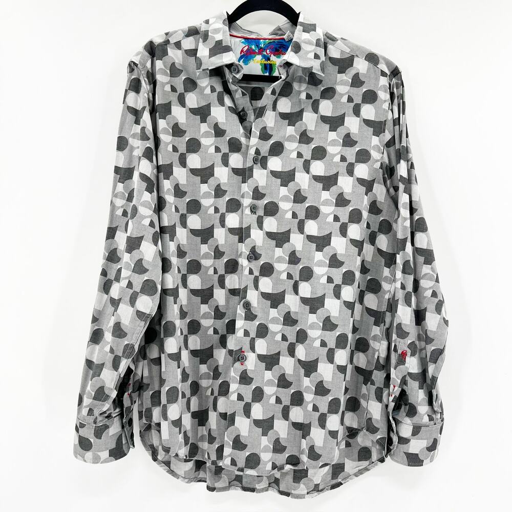 Robert Graham Mens Grey Pattern Long Sleeve Button Down XL